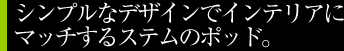 シンプルなデザインでインテリアにマッチするステムのポッド。